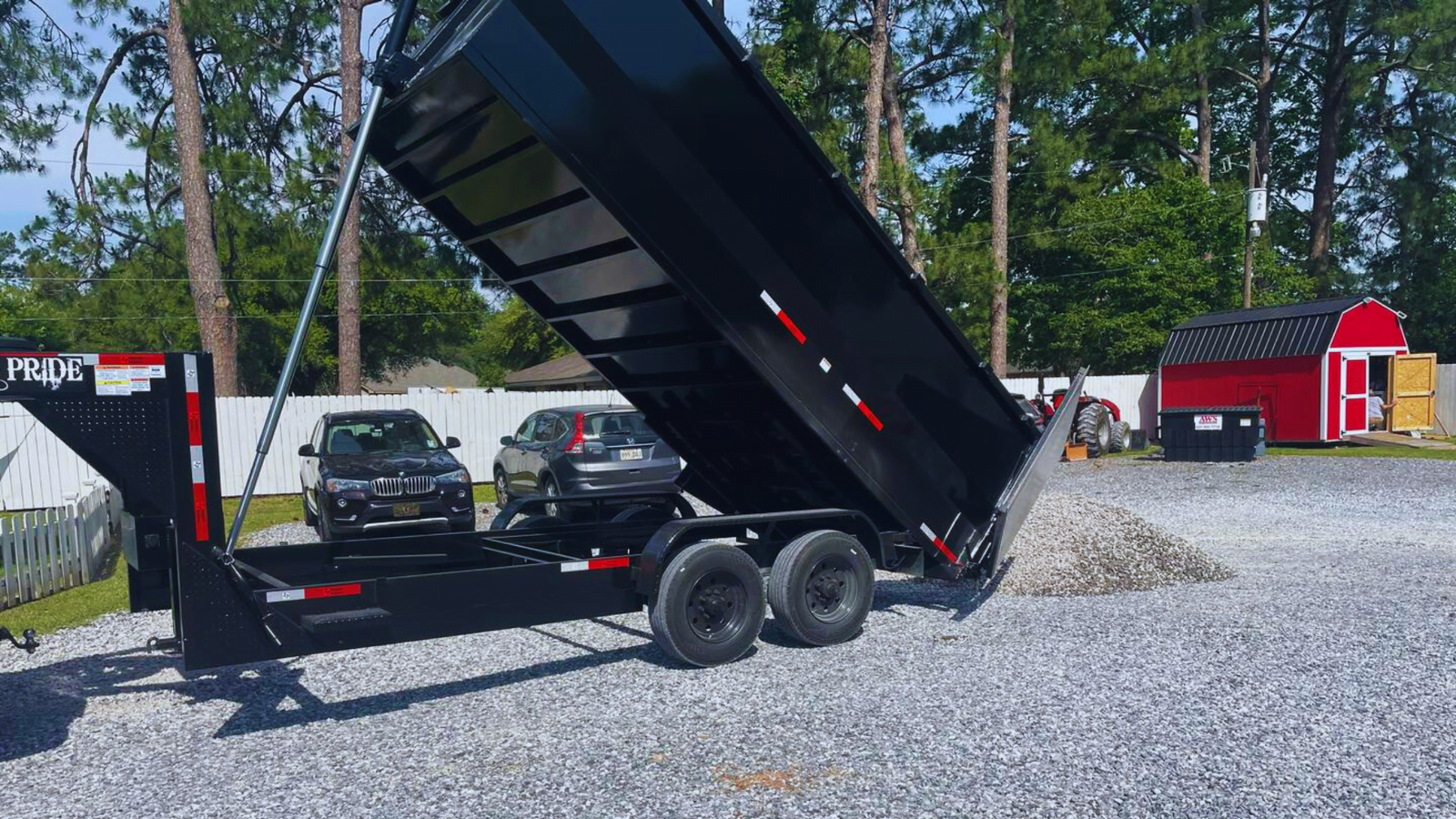 Dump Trailer Offloading Rock